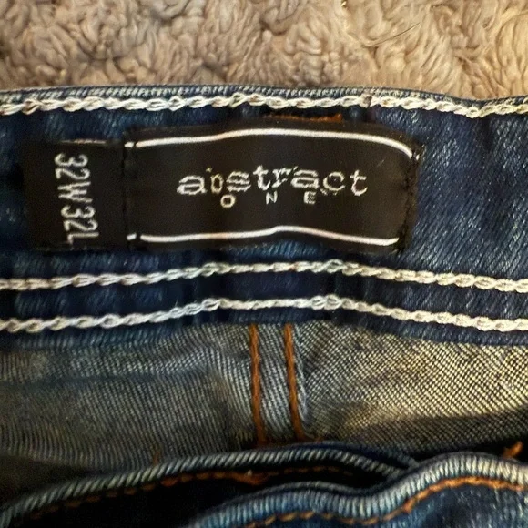 Abstract One Stylish Blue Straight Leg Men’s Jeans size 32x32 - Picture 2 of 4